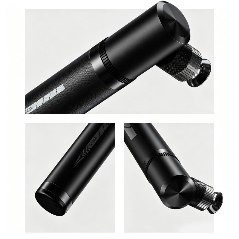 Handheld Tire Inflator Portable Bike Pump for Ride Carry, Double Valves Mini Pump with Metal Body, Grip Texture, Manual 130PSI Support for Bike Care