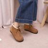 Plush Warm Lace Up Short Boots Retro Square Toe Cow Suede Soft Soled Women's Cotton Shoes