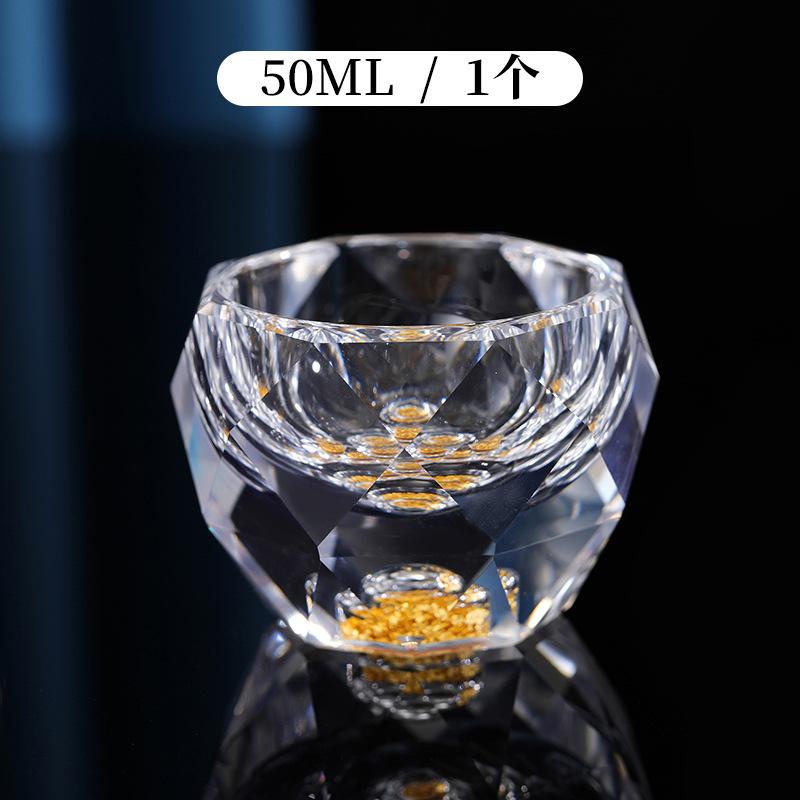 Tea Set Master Cup, Crystal Glass, Gold Leaf Tea Bowl, High-End Tea Brewing Cup, Kung Fu Cup, Household Use