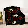 "Dark Gothic Floral Skulls Wall Art Print"Blanket Flannel Throw Blanket for Sofa, Bed, Travel, Camping, Office, Couch, Chair, And Bed Gift f