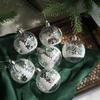 6pcs/set Transparent Christmas Snow Balls Pendant Painting Elk Deer/House Xmas Ball Ornament 6cm Acrylic Xmas Tree Decoration