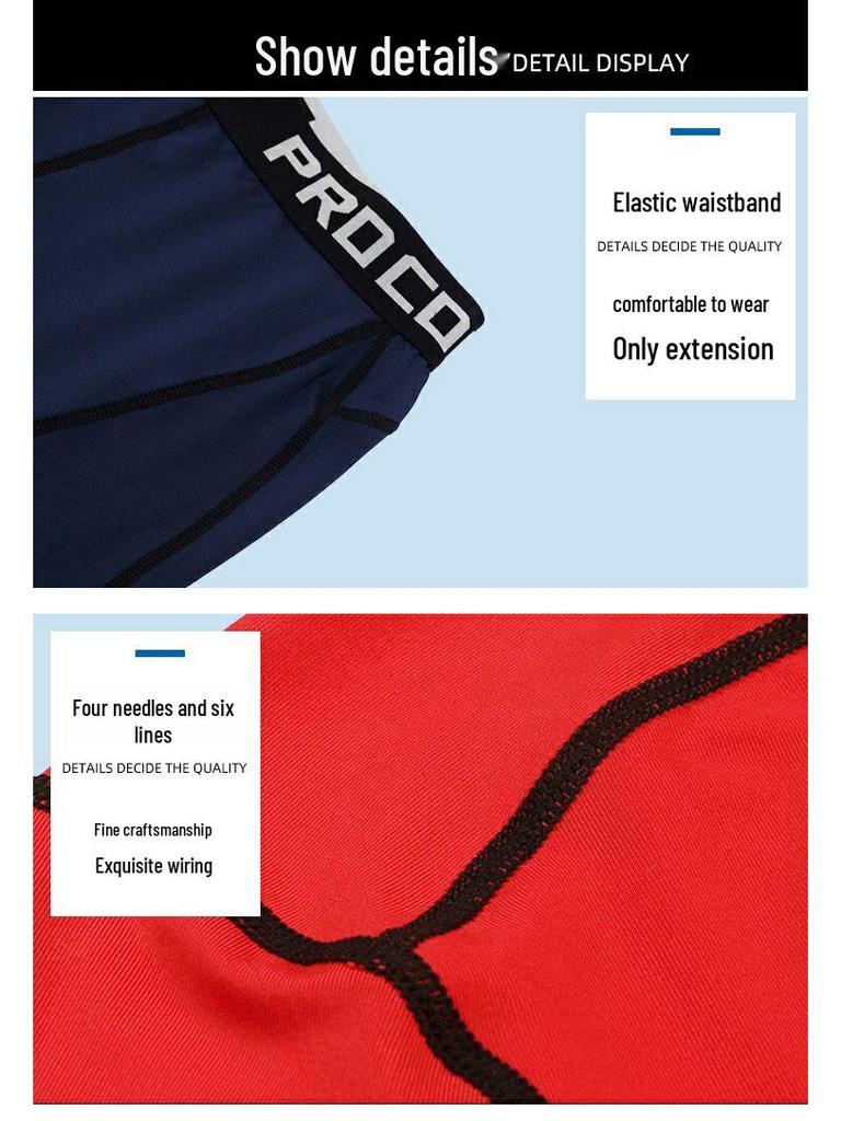 Men's Blue Quick-Dry Compression Tights for Running and Volleyball Training.