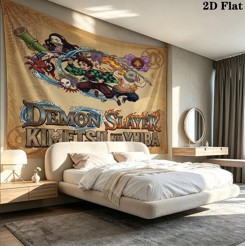 Arazzo da Parete Demon Slayer Appeso Estetico alla Parete Coperta in Tessuto Stampato Arazzi Decorativi per Camera da Letto Soggiorno Decorazione per la Casa