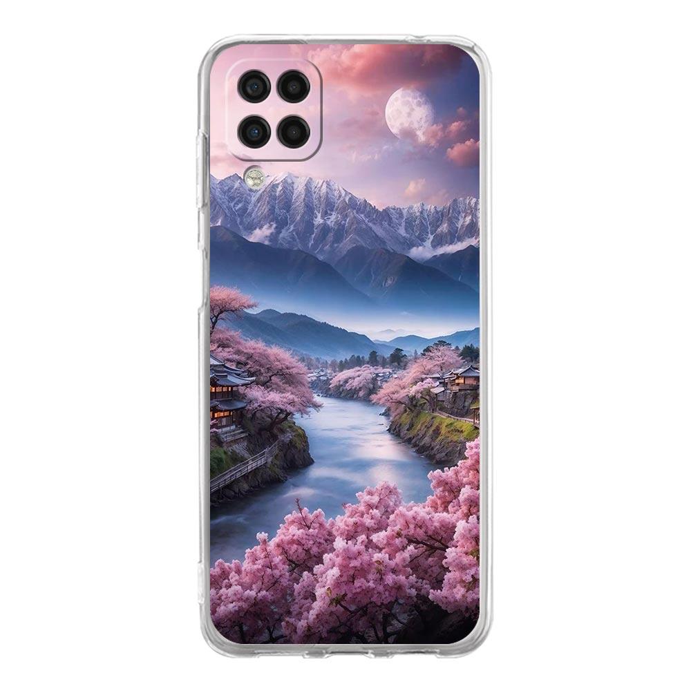 Soft TPU Cover for Samsung Galaxy A25 A23 A22 A52S A31 A72 A73 A17 A07 A13 A11 5G Transparent Phone Case Pink Sunset Mountain