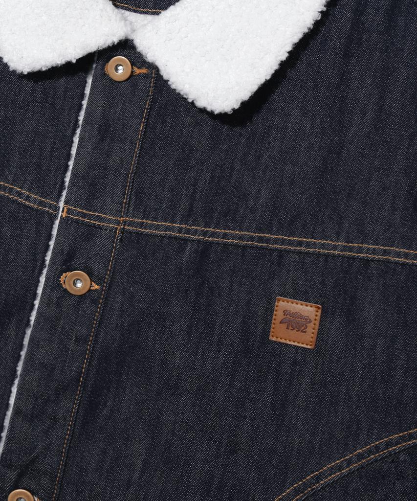 Trillion Leather Patch Sherpa Denim Jacket_Indigo