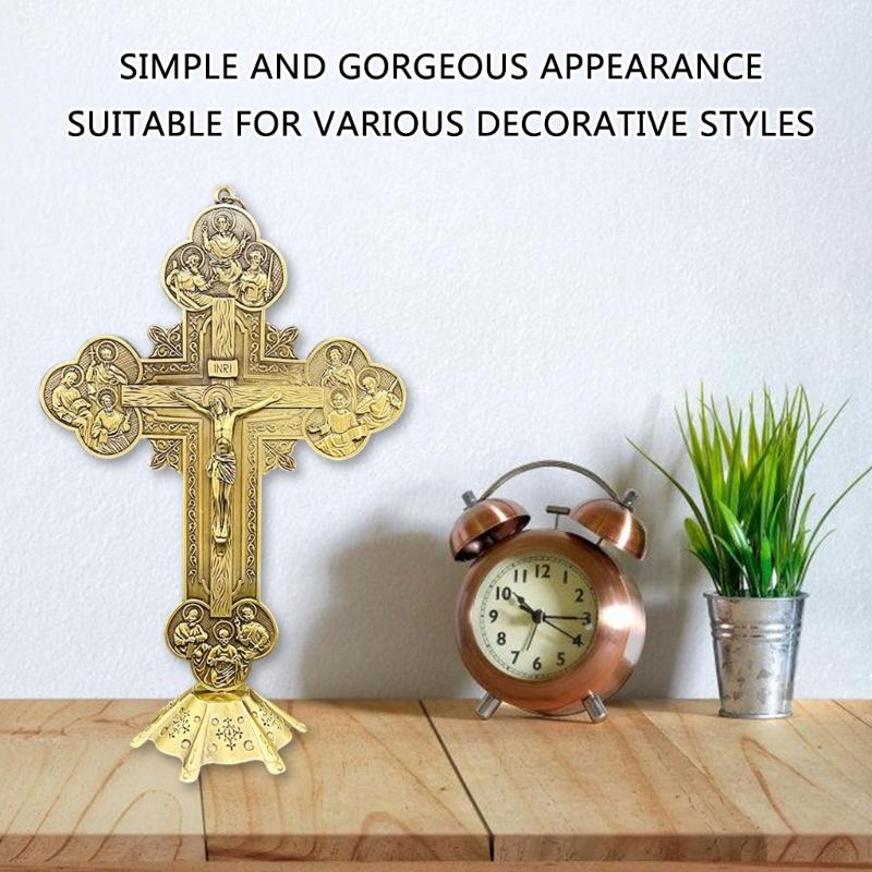 Exquisites Metal Tabletop Crucifix Figurine Unique Stylish Designs Enhances Living Space Enthusiasts Collection