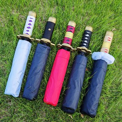 Anime Roronoa Zoro Katana Regenschirm UV-Schutz Schwarzer Sonnenschirm Ninja Schwert Echte Größe Japanisches Katana Samurai Säbel Regenschirm Sonnenschirm