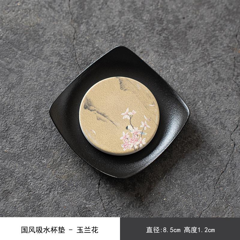 New Chinese Style Water Suction Tea Coasters Creative Pattern Coasters Antique Anti-scald Home Kung Fu Tea Ceremony Accessories
