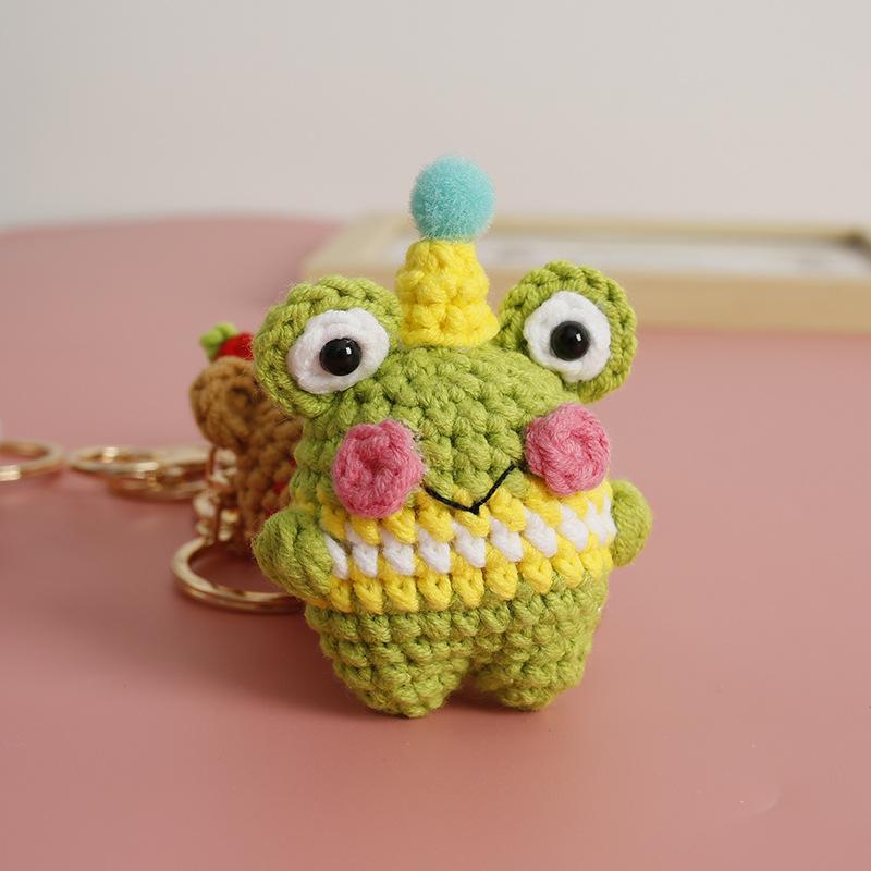 Mini Cow Doll Crochet Keychain Cartoon Animal Series Knitted Doll Keychain Knitting Rabbit Keyring Custom Accessories