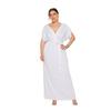 Plus Size Women’s Solid V-Neck Evening Dress, Sexy Loose Fit with Large Hem