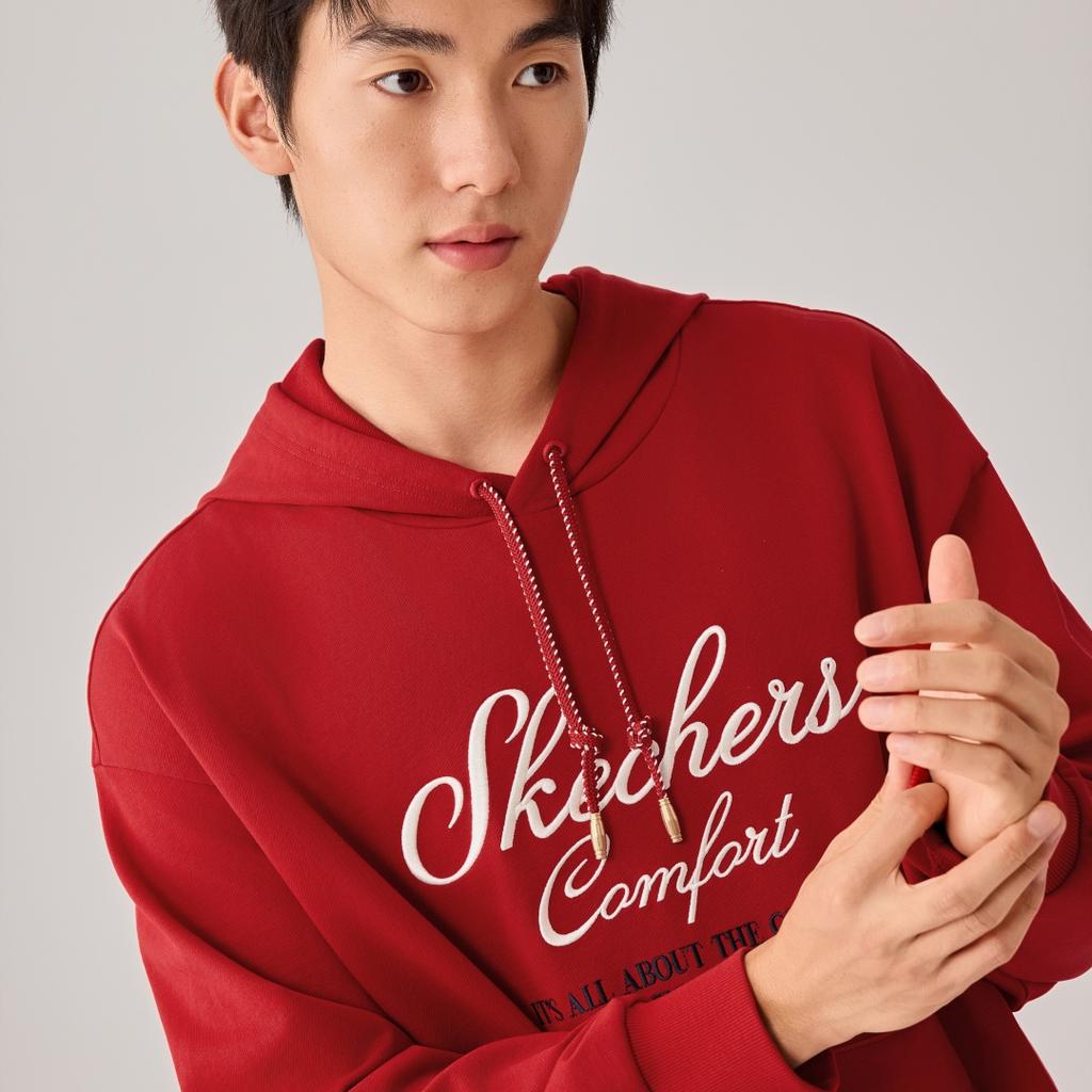 Skechers Soft Skin-Friendly Comfortable Hooded Casual Sweatshirt Unisex Sweatshirt Pale-Red L126U020-03LC