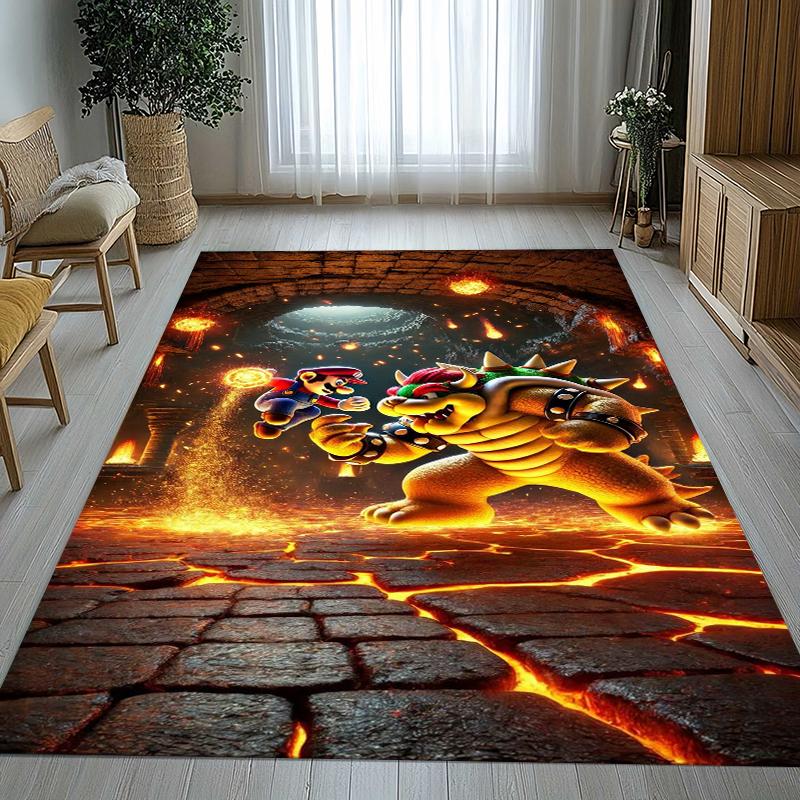 Tappeto Retro M-Mario Bros Gioco Cartone Animato Soggiorno Antiscivolo Tappeto Morbido per Camera da Letto Stanza dei Giochi dei Bambini Divano, Tappetino Decorazione Casa Regalo