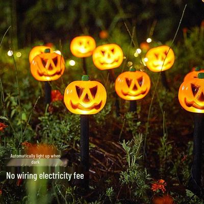Luces de Estaca de Calabaza de Halloween con Energía Solar - Decoración Impermeable para Jardín Exterior