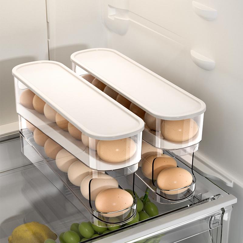 Refrigerator Egg Storage Rack - Rolling Egg Holder Tray Organizer