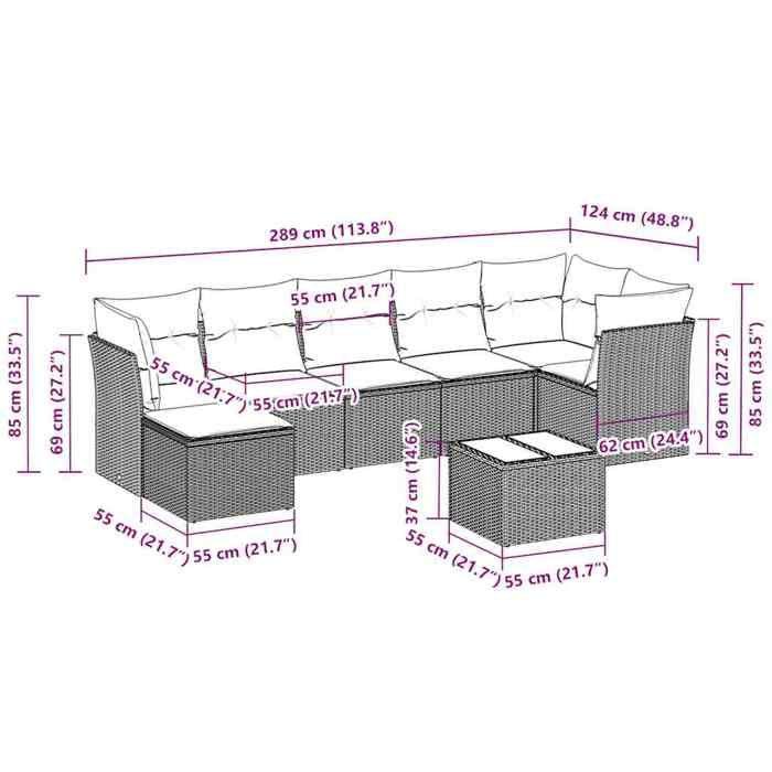 VidaXL Garden Lounge Set with Cushions 8 Pcs, Patio Sofas, Patio Furniture Set, Outdoor Furniture, Grey 3249821