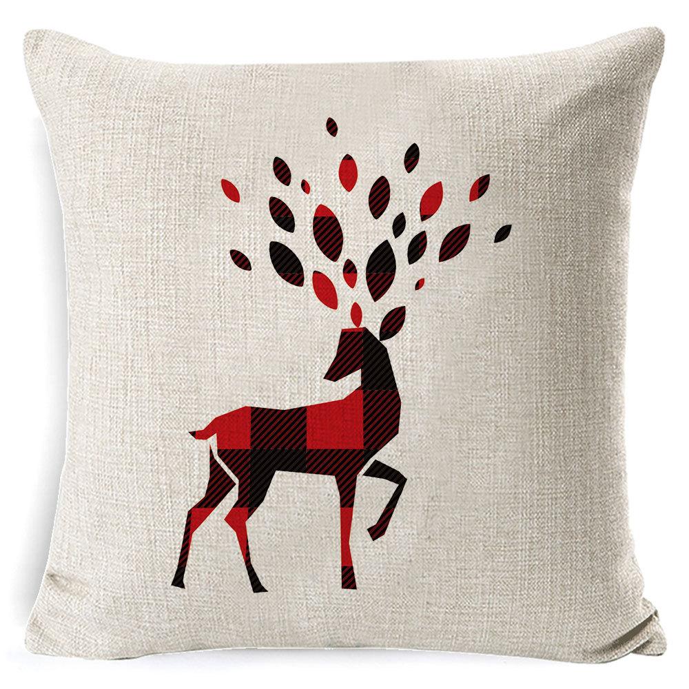Christmas Pillow Cover Home Sofa Cushion Elk Letter Print Cushion Cover Christmas Atmosphere