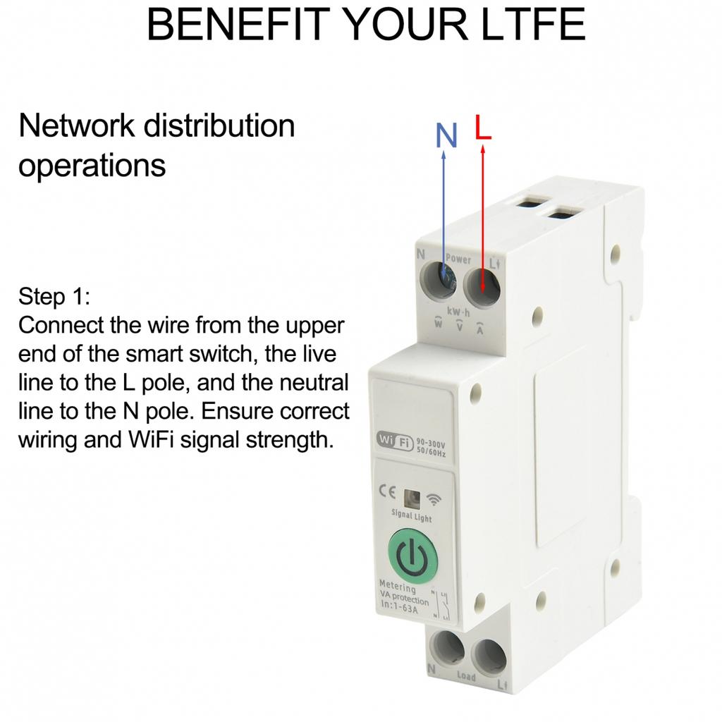 Multifunktionaler WLAN Smart Schalter mit Messung 1P+N