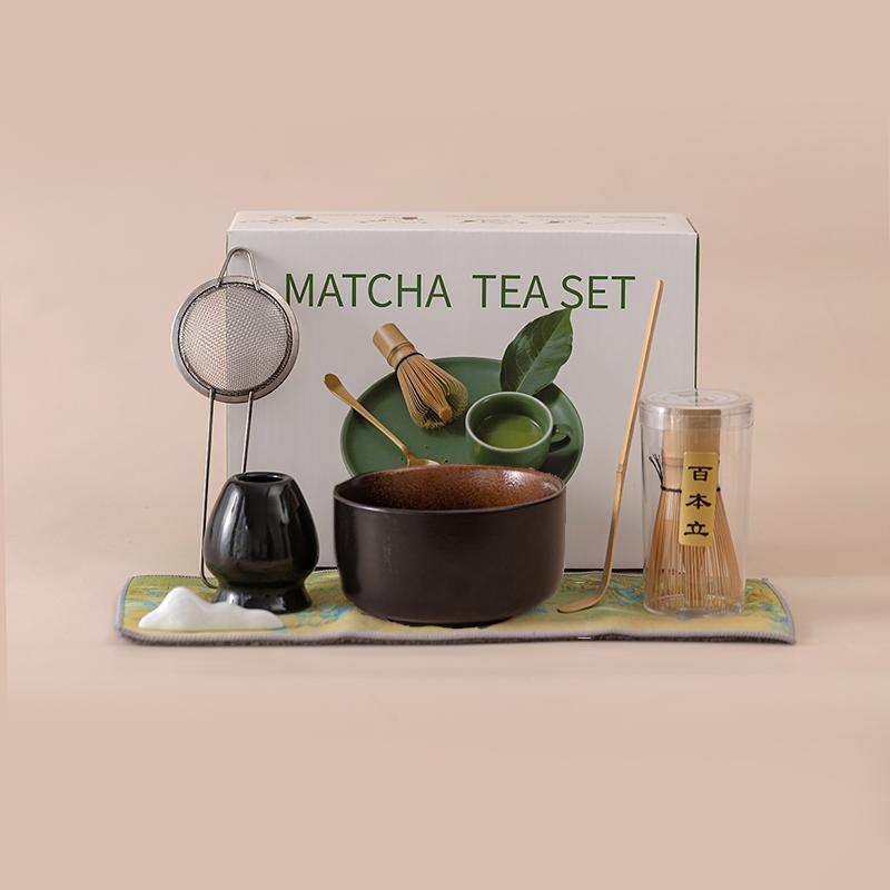 5-7PCS/Set Japanese Matcha Bowl , Spoon, Tea Whisk, Sieve Mesh, Perfect Gift For Ceremony, Traditional Decoration White gift box