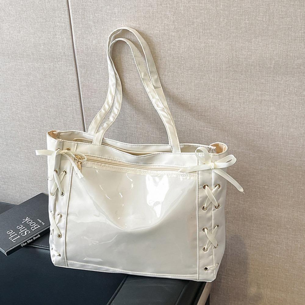 Lace-up Simple Itabag Cross Ribbon Shoulder Bag Pouch Bag Transparent Pocket  Fans Supplies