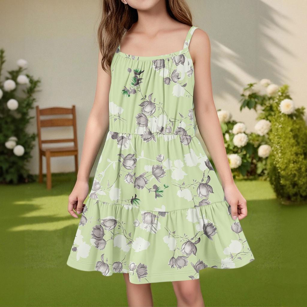 Kinder Sommer Freizeitmode Rundhals Ärmelloses Kleid