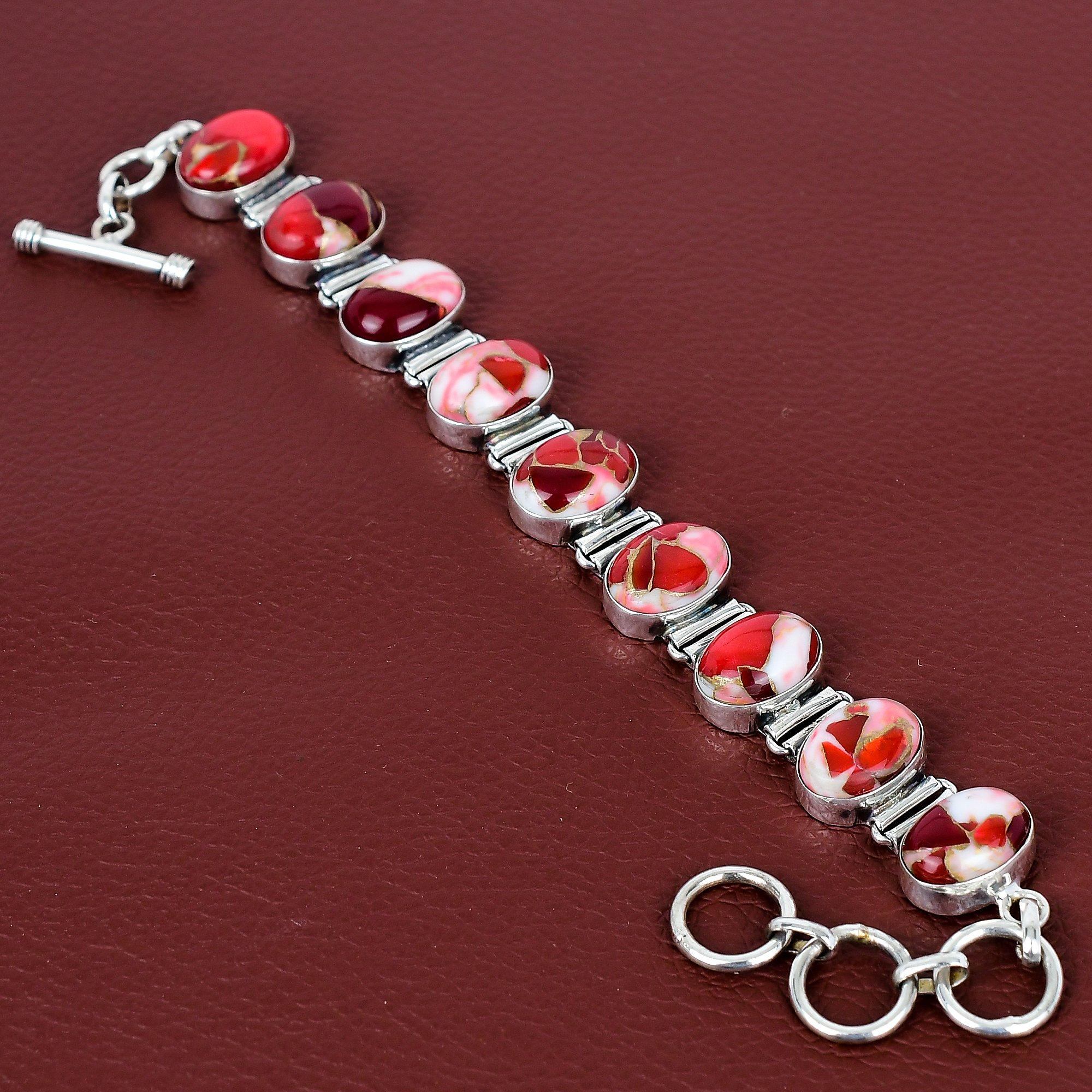 

Kingman red mohave copper turquoise gemstone bracelet 925 sterling silver adjustable chain bracelet handmade boho jewelry anniversary gifts Adjustable