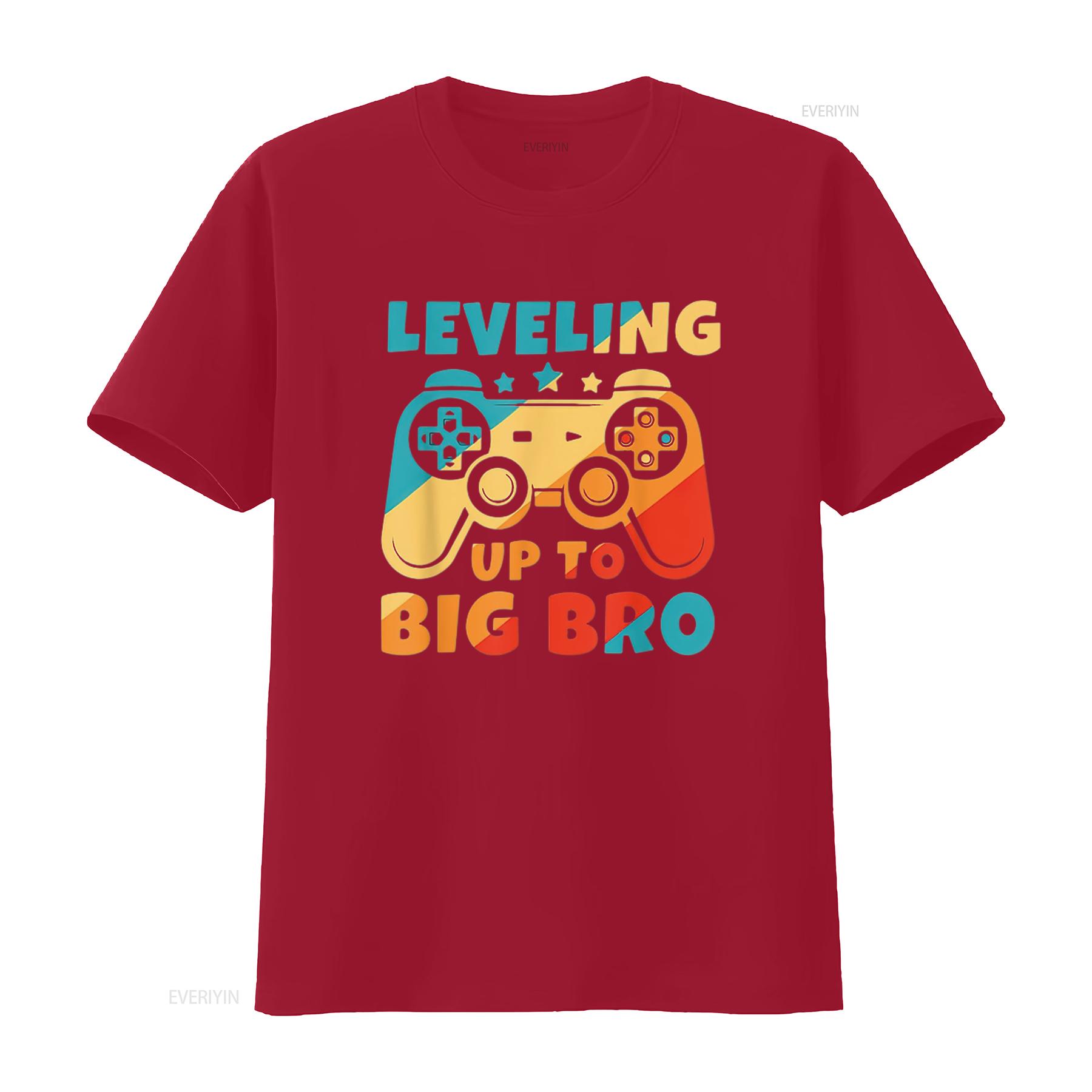 Leveling up to Big Bro New Brother Funny Gamer Womens T Shirt vintage Washed Stretched Breathable Top For Everyday Wear Soft S