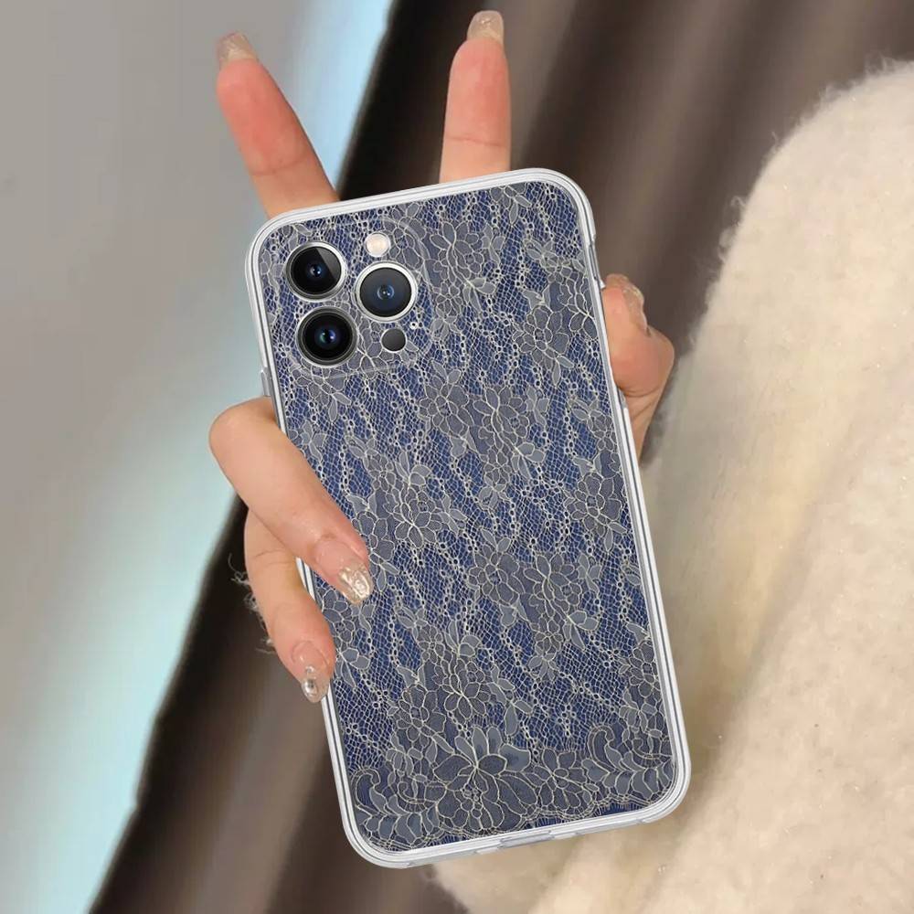 Lace Style Transparent Phone Case For IPhone 17 Air 16 Pro Max 15 14 13 12 11Plus Shockproof Cover