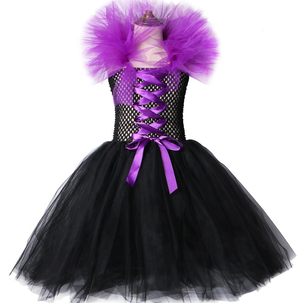 Kostium Dziecięcy Dziewczęcy Halloween Czarny Zestaw Sukienki z Krótkim Rękawem Sukienka Dziewczęca