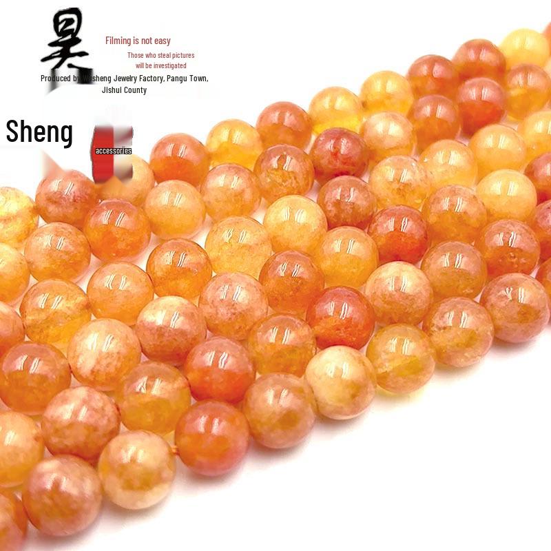 Golden Sun Orange Natural Stone Round Beads for DIY Ancient Style Hairpins, Trendy Earrings, and Tassel Accessories