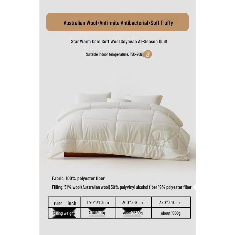 

Mercury Home Textiles All-Season Wool & Soybean Quilt