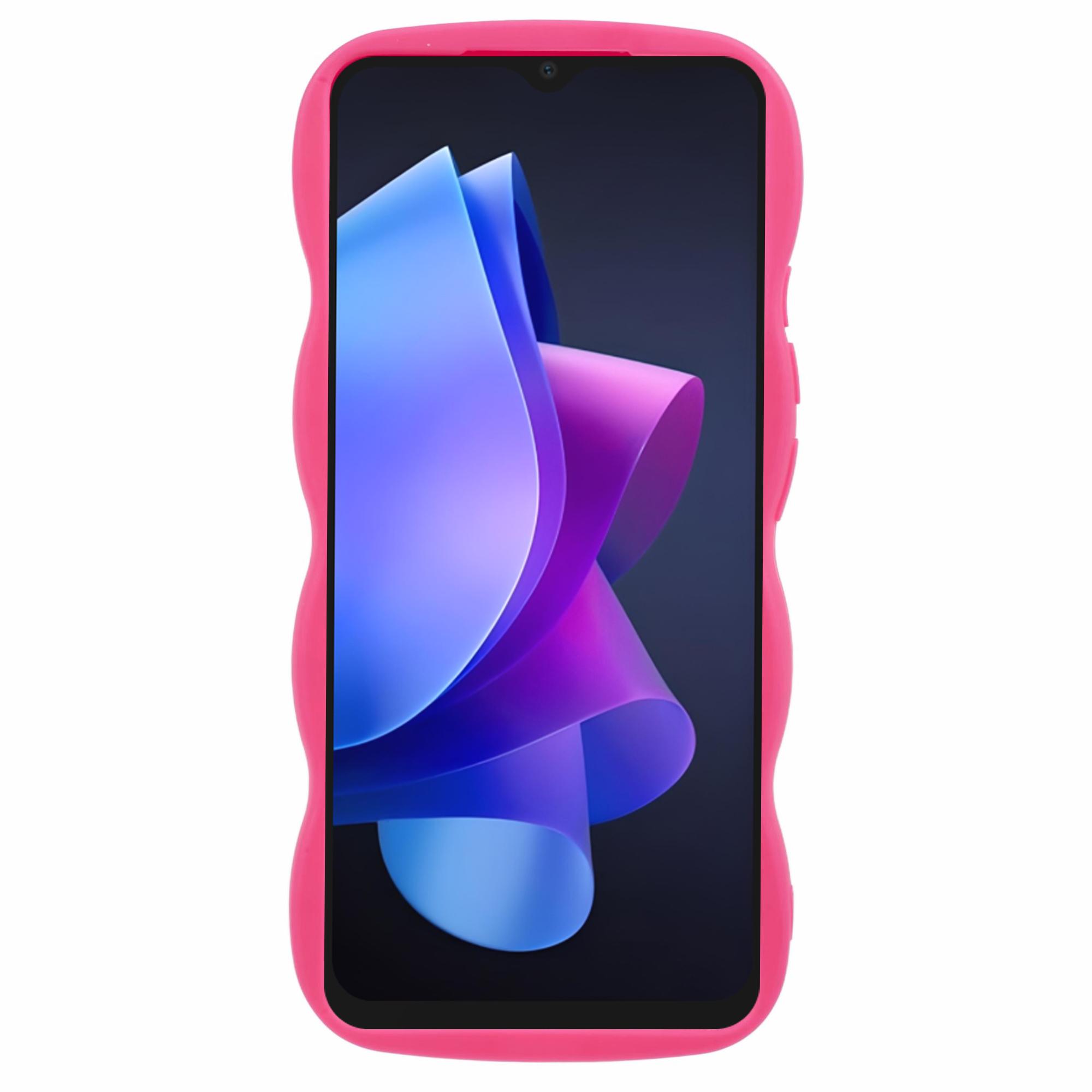 

XL Series For TECNO Spark Go 2023 4G SMART7 Cover Solid Color Wavy Edge TPU Phone Case (Large Hole) Purple