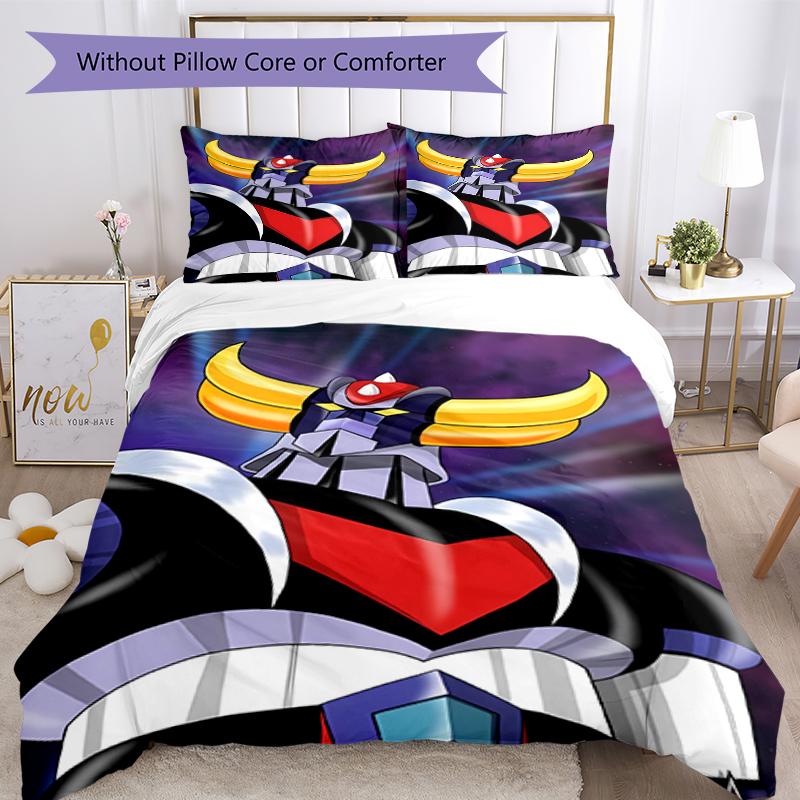 3pcs UFO Robo Grendizer pattern bedding set duvet cover set includes duvet cover &pillowcases, perfect all season bedroom decoration & gift