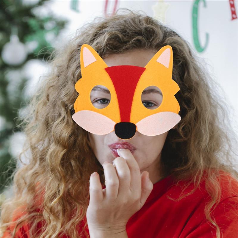 6pcs Non-woven felt mask Cosplay Fox Masks Japanese Mask Half Face Hand-painted Cat Fox Mask Masquerade Festival Cosplay Props