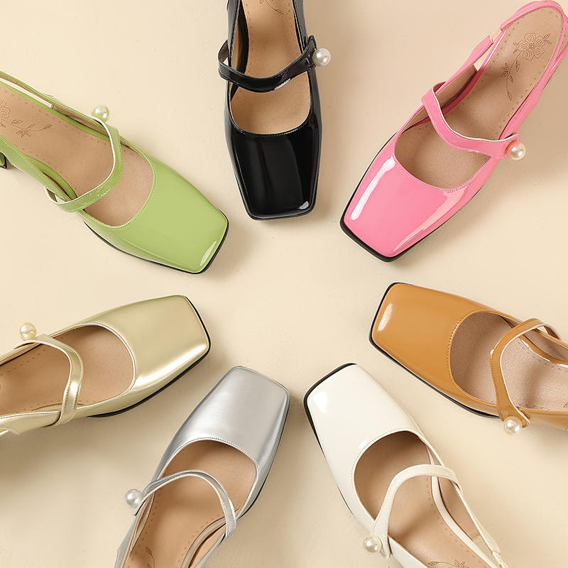 Women's high-heeled sandals spring and summer new simple and comfortable thick heel large size light mouth bag head sandals