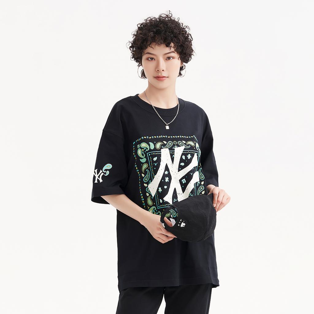 New MLB SS23 Set-in Sleeve T-Shirt Unisex Black 3ATSI0133-50BKS