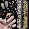 12-Grid Ocean Series 3D Nail Art Accessories Bestselling Gold Silver Metal Rivets Conch Shell Rhinestones Boxed