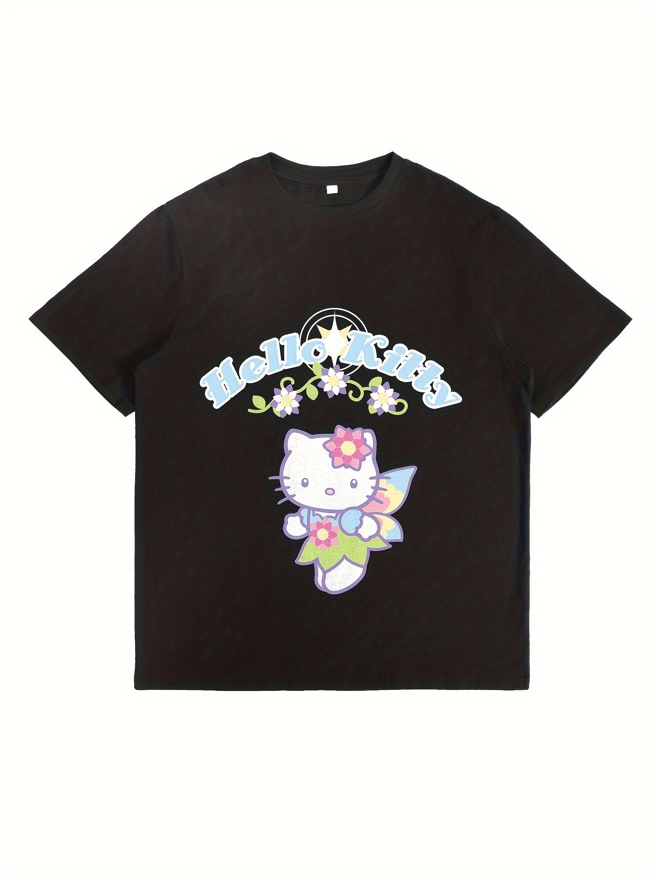 

Лето 2026 100% Хлопок Sanrio Hello Kitty С принтом Повседневная Свободная Футболка Родитель-ребенок Винтаж Харадзюку Топ 52TOYS Коллаборация S
