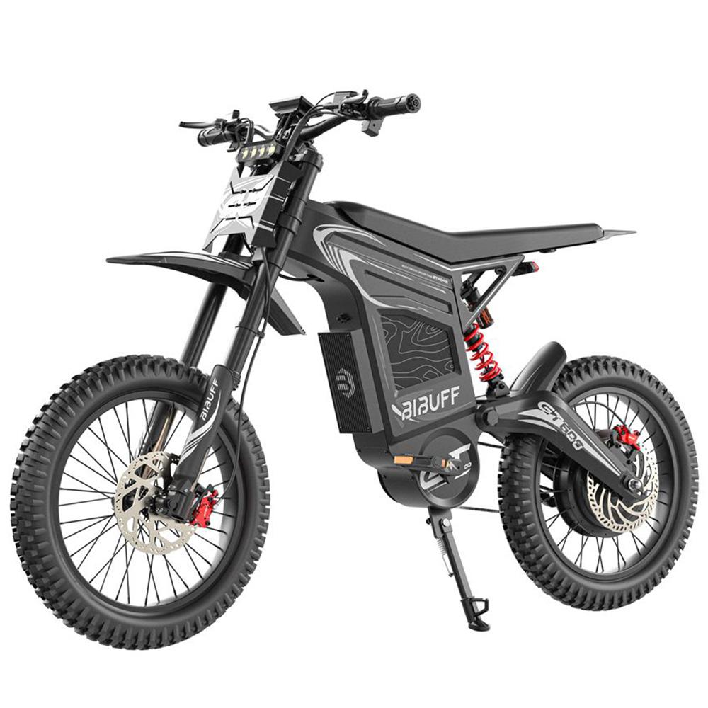 Bibuff GT600 Elektrisches Offroad-Fahrrad 7500W Spitzenmotor 19" Reifen Elektrisches Mountainbike 72V 30Ah Hydraulische Bremsen Höchstgeschwindigkeit 80 km/h Grau