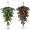 Artificial Christmas Teardrop Swag 27.6inch Door Swag Christmas Wreath with Red Berries Pine Cones Mixed Pine Swag for Holiday Wall Door Lintel
