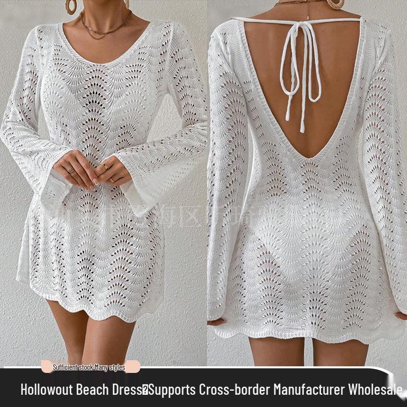 European Lace Knit Beach Cover-Up: Sun-Protection Bikini Pullover, Sexy Loose Design