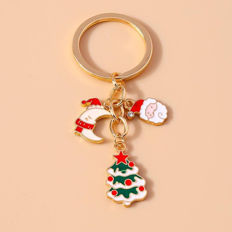 New Enamel Christmas Keychain Snowman Santa Claus Key Rings for Car Key Holder Women Girl's Handbag Pendants Jewelry Gifts