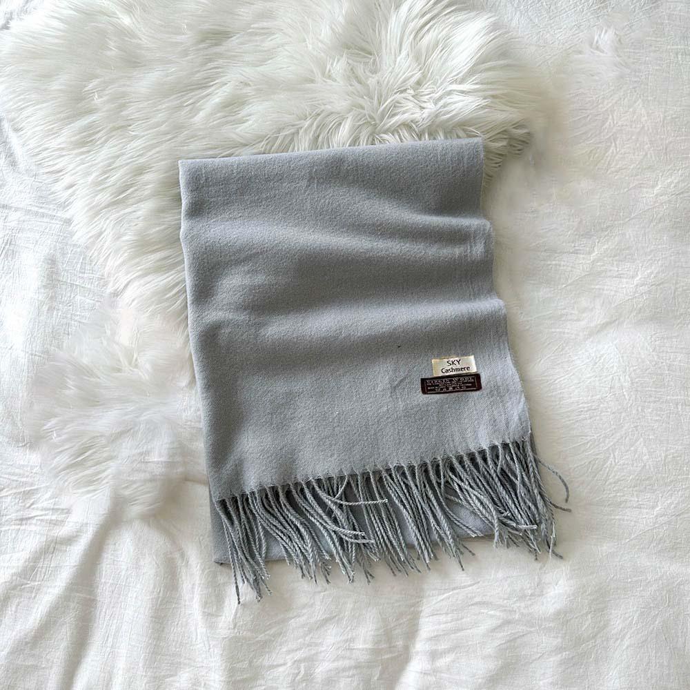 Polyester Classic Wool Scarf Soft Long Neckscarf with Tassel Large Solid Color Shawl  Men
