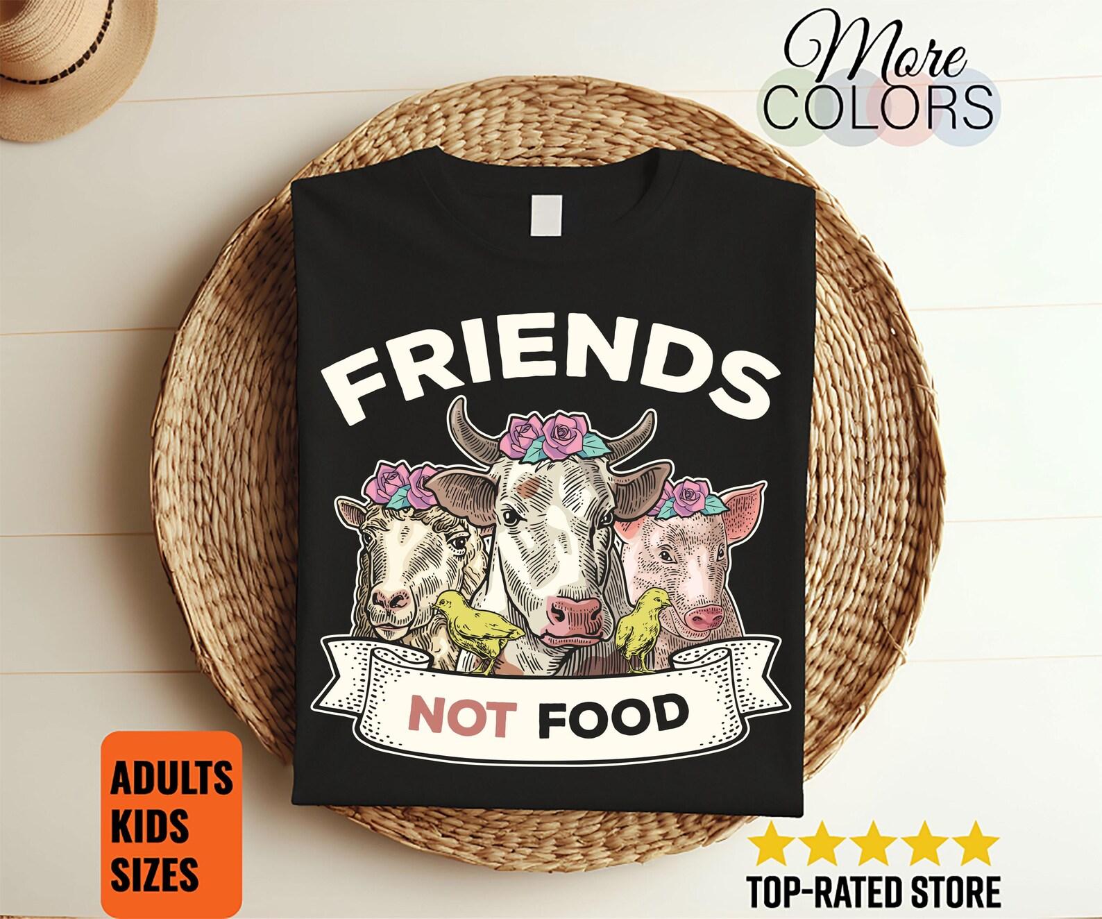 Friends Not Food Cute Cows Flowers Vegan Vegetarian Vintage T-Shirt, Cow Animal Lovers Gift T Shirts, Vegans Vegetarians, Mom, Mother s Day, 100