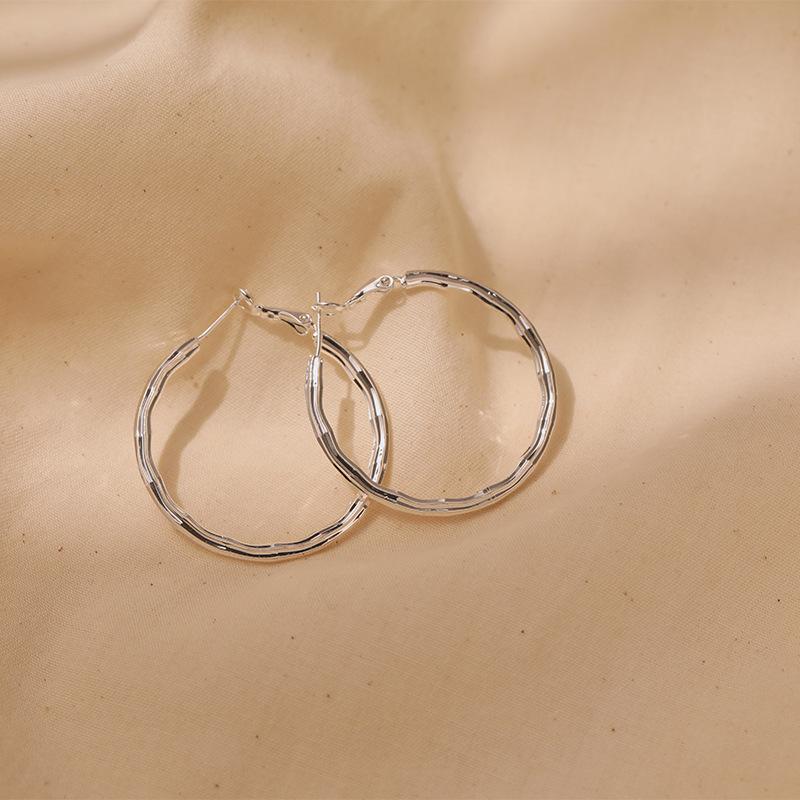 Simple Circle Hoop Earrings Brass Plated 18k Gold S925 Silver Needle For Women