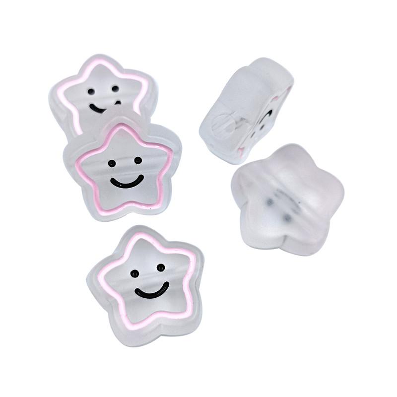 5 Stück Acrylperlen in Bonbonfarben, lächelnder Stern, für die Schmuckherstellung, DIY-Halsketten, Armbänder, lose Abstandsperlen, Zuckerguss, handgefertigte Accessoires