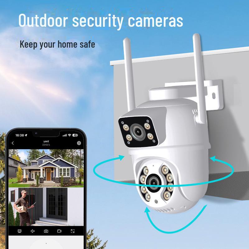 4MP HD Outdoor WiFi Dual-Lens Surveillance Camera with AI Tracking & Warning Light Alarm