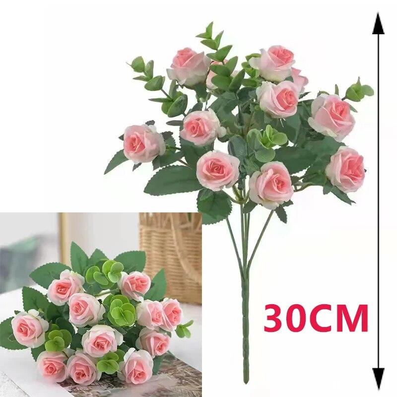 

Искусственные цветы Букет Белые Красные розы Листья эвкалипта Свадебные украшения Пион Искусственный цветок для вечеринки Домашний декор на открытом воздухе розовый