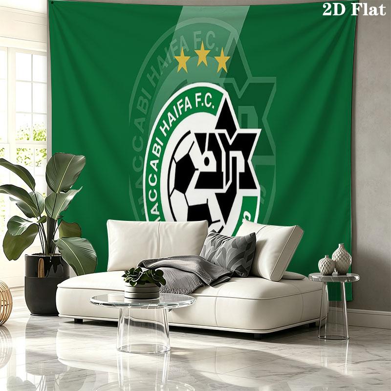 Maccabi Haifa Wall tapestry, aesthetic printed fabric blanket, suitable for bedroom, living room, and home decor.