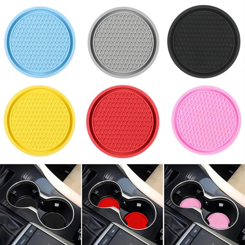 Set of 2 Thickened PVC Automotive Drink Mats Cup Holders Coasters Pads For Secure Placement Of Beverages In Moving Car