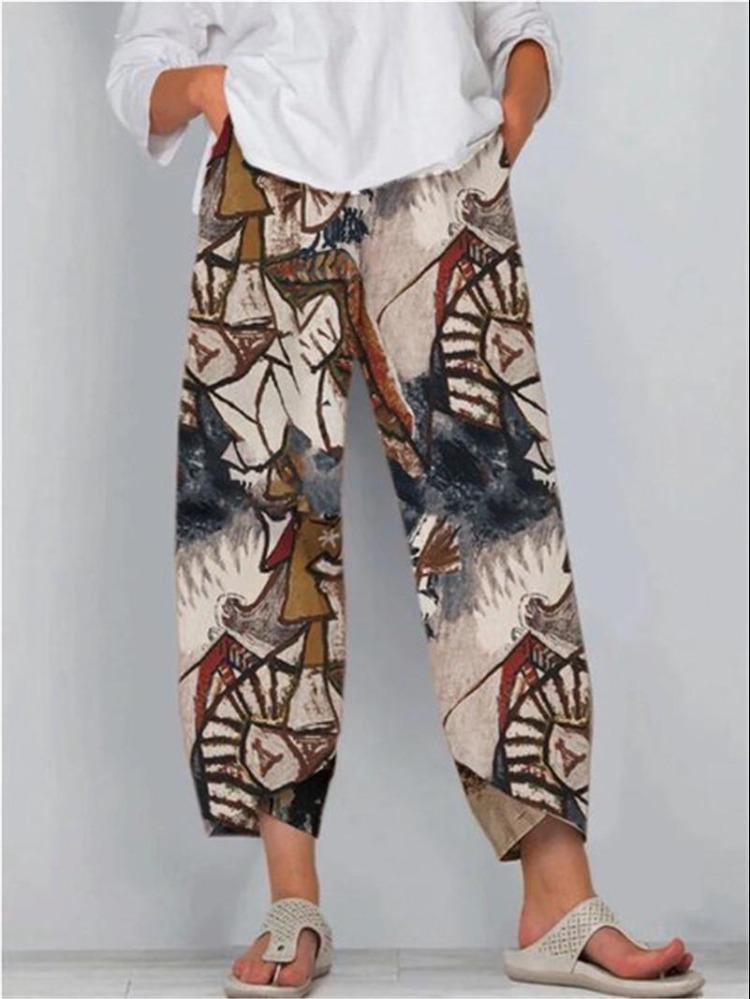 Women Plus Size Casual Loose Solid Color Nine Point Pants Cross Border Collection New